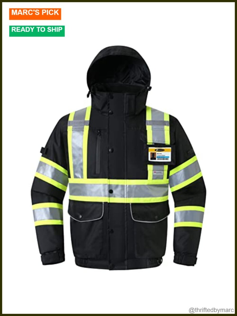 Hi-Vis Safety Bomber Jacket Insulated Waterproof 3M Reflective with 10 Pockets